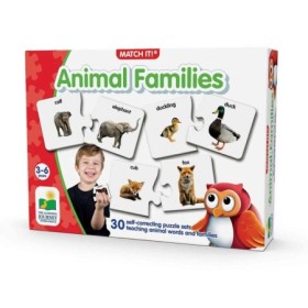 Puzzle Educativ de potrivire Familia de animale cu 30 perechi de piese auto-corectante 3-6 ani